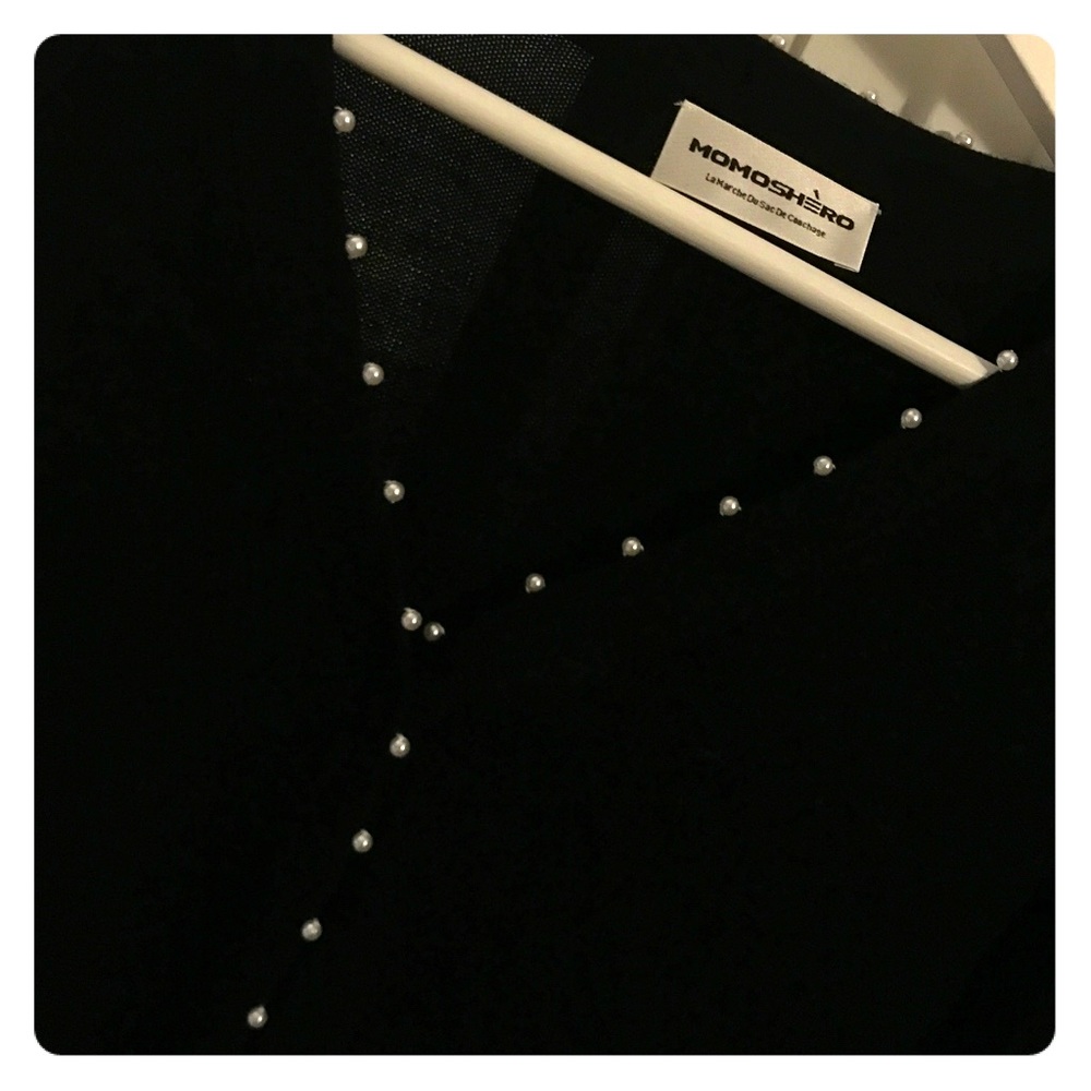 Pearls decorated black cardigan-size xs